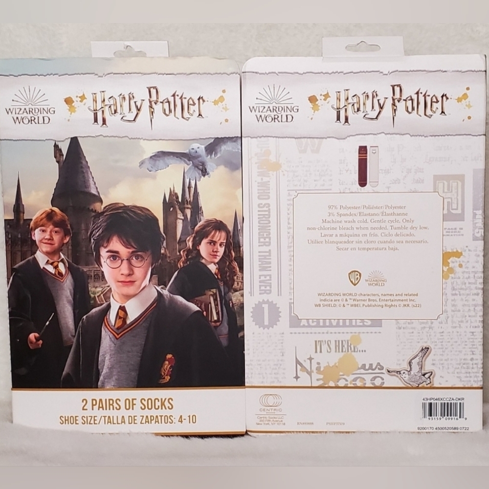 Harry Potter 4 Pack Adult Unisex Crew Sock Bundle Shoe Size 4-10